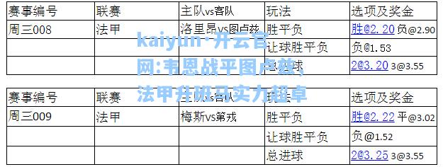 kaiyun·开云官网:韦恩战平图卢兹，法甲升班马实力超卓